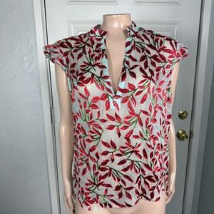 Alice + Olivia Malita Womens Shirt Small Silk Floral Blouse Cap sleeve K9